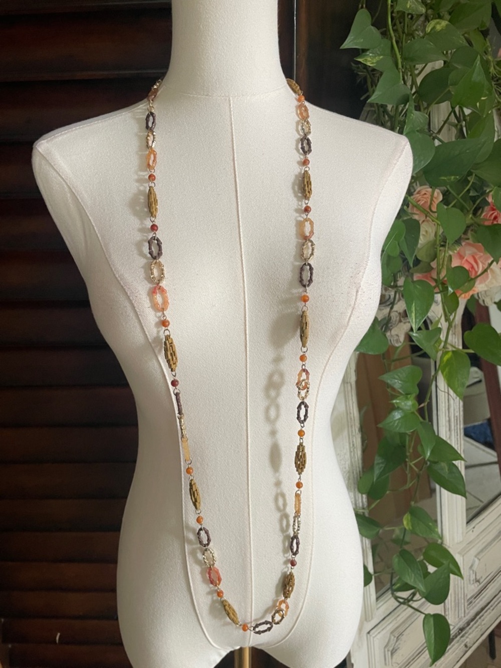 Multi-Color Extra Long Beaded Necklace - Women Jewelry Double Up - Picture 4 of 7